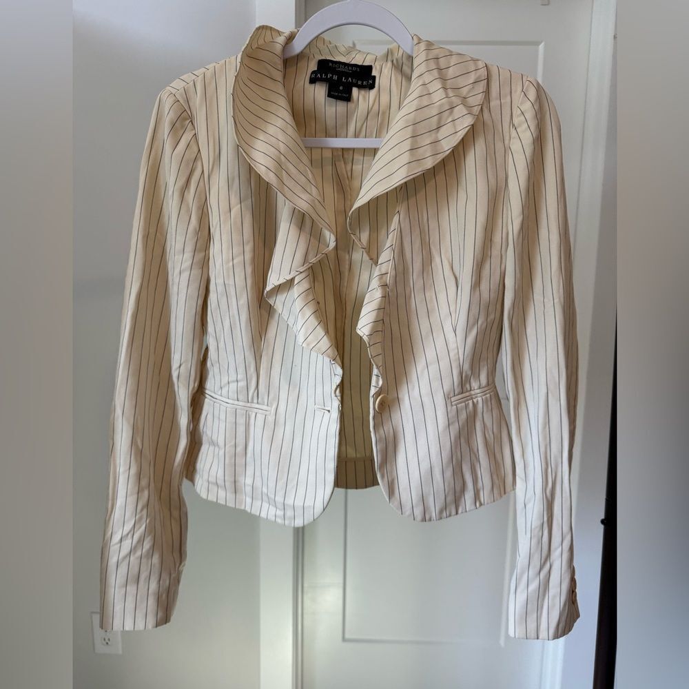Ralph Lauren Black Label Cream Striped Blazer